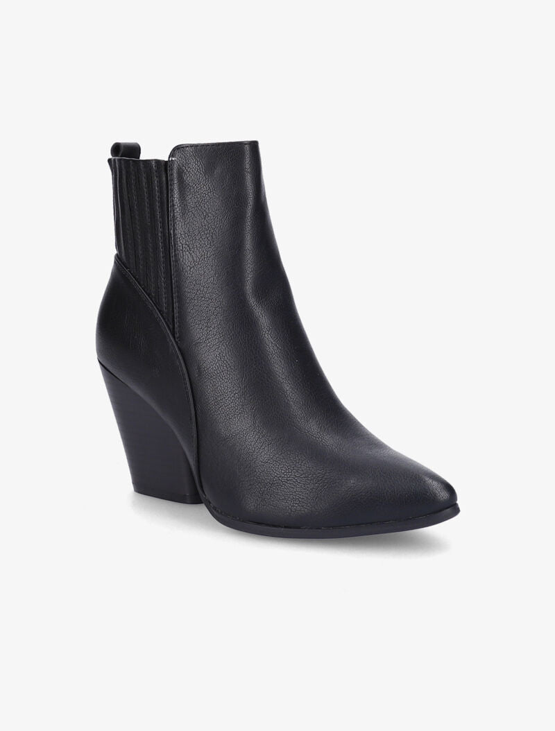 Bottines à talon style santiag - Noir - 2