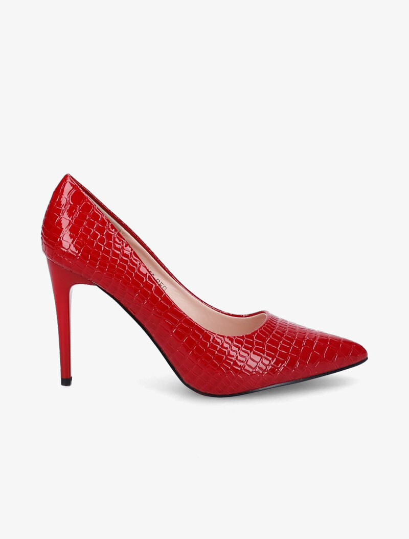 Escarpins vernis effet croco - Rouge - 2