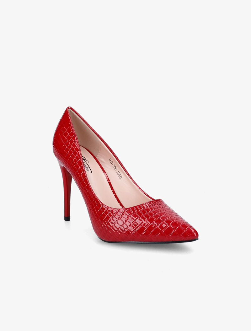 Escarpins vernis effet croco - Rouge - 3