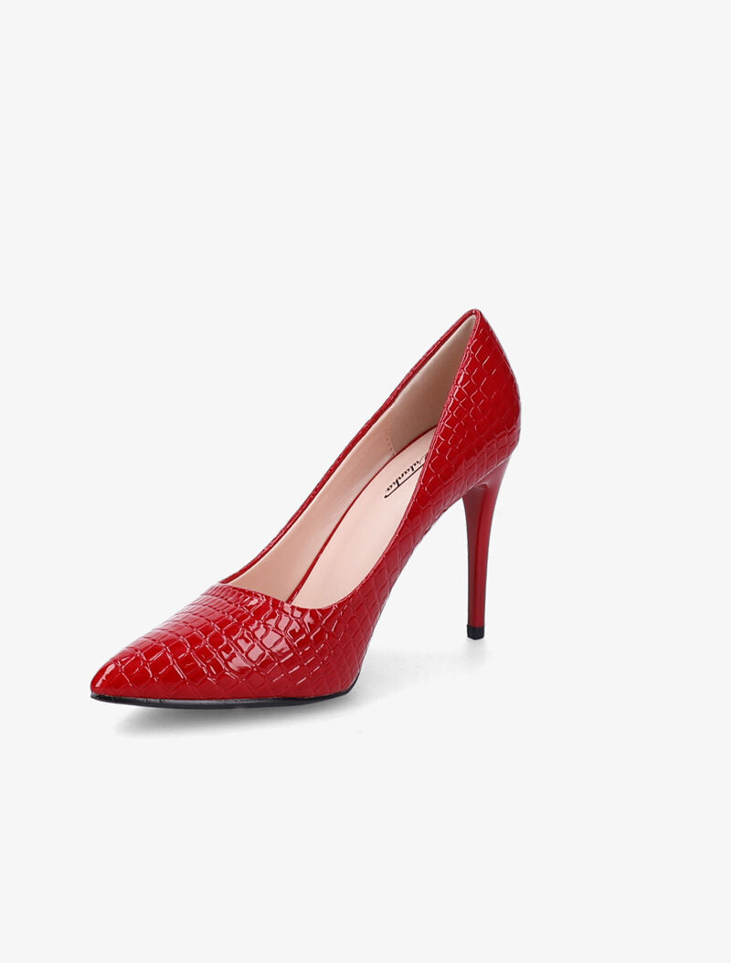 Escarpins vernis effet croco - Rouge - 4