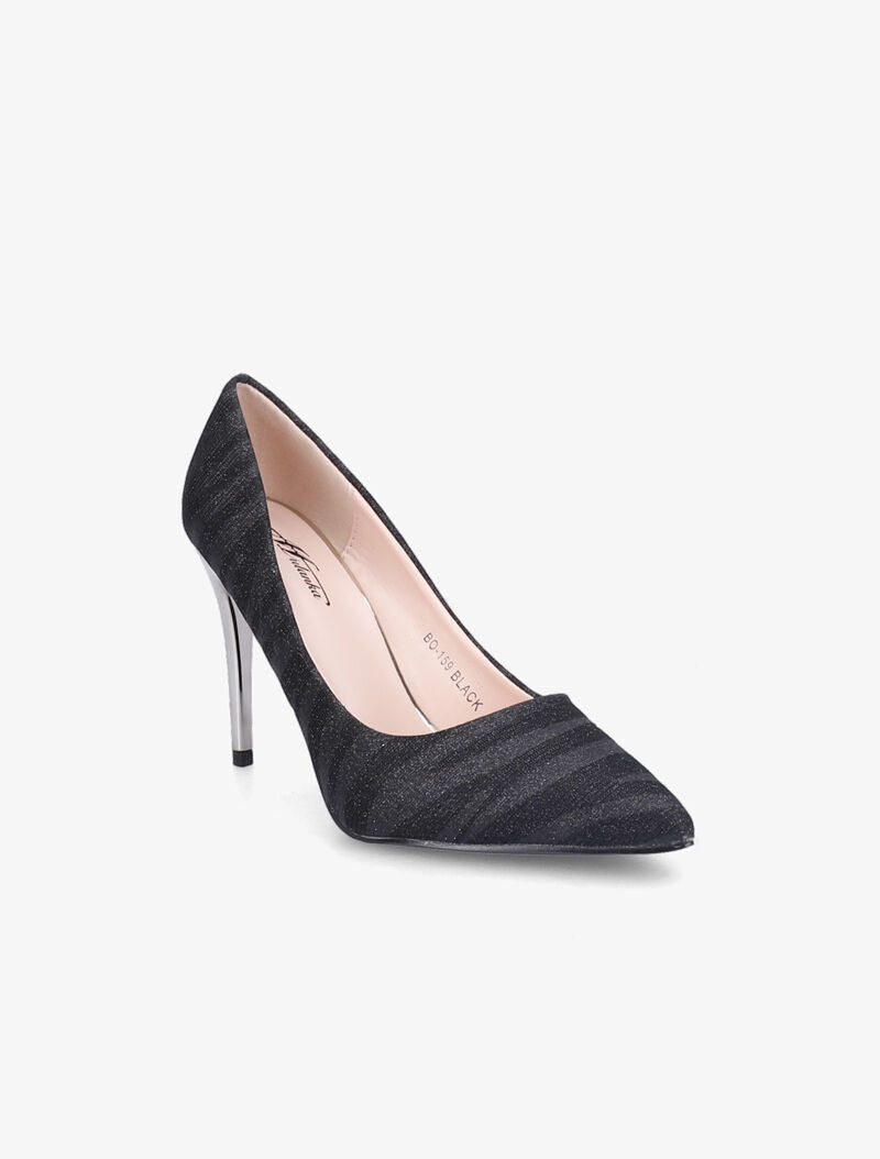 Escarpins zébrés à talon haut et paillettes - Noir - 3