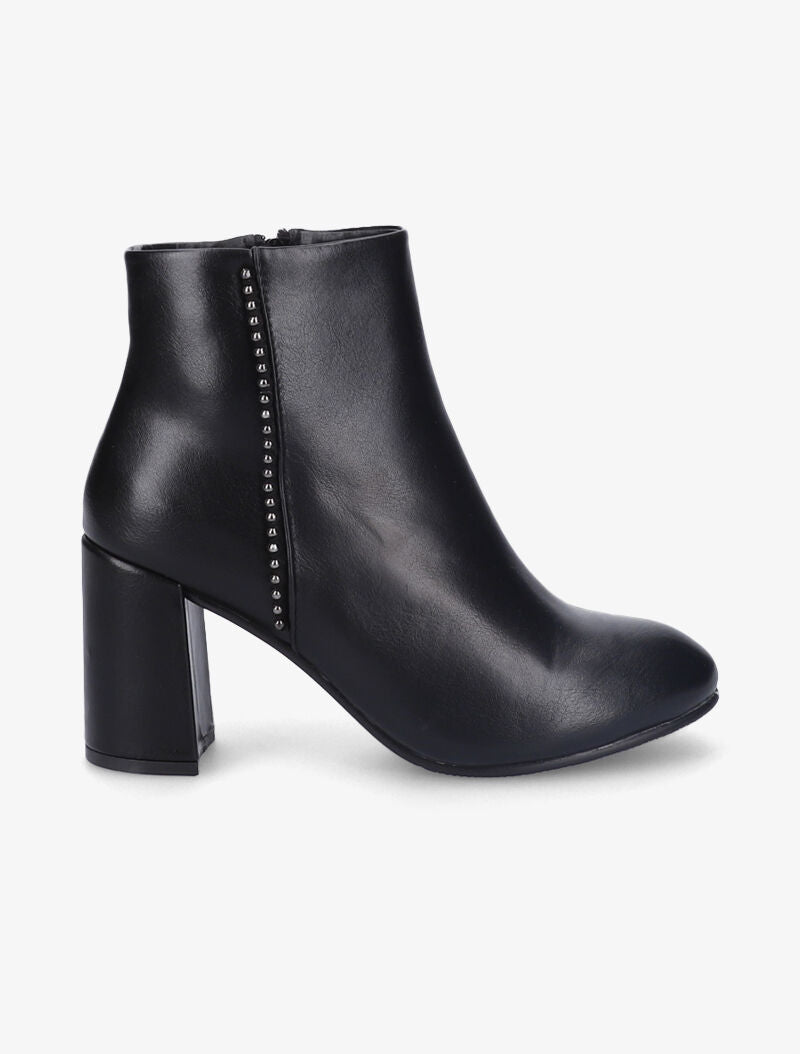Bottines en simili à bande cloutée - Noir - 2