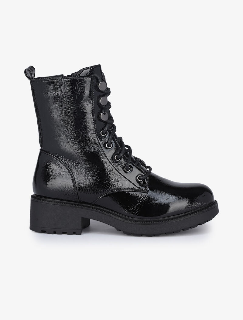 Boots vernies à talon bloc - Noir - 2