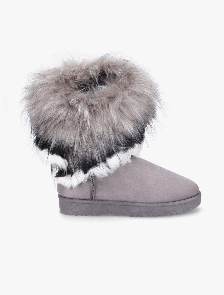 Boots à chevilles à fourrure asymétrique - Gris - 5