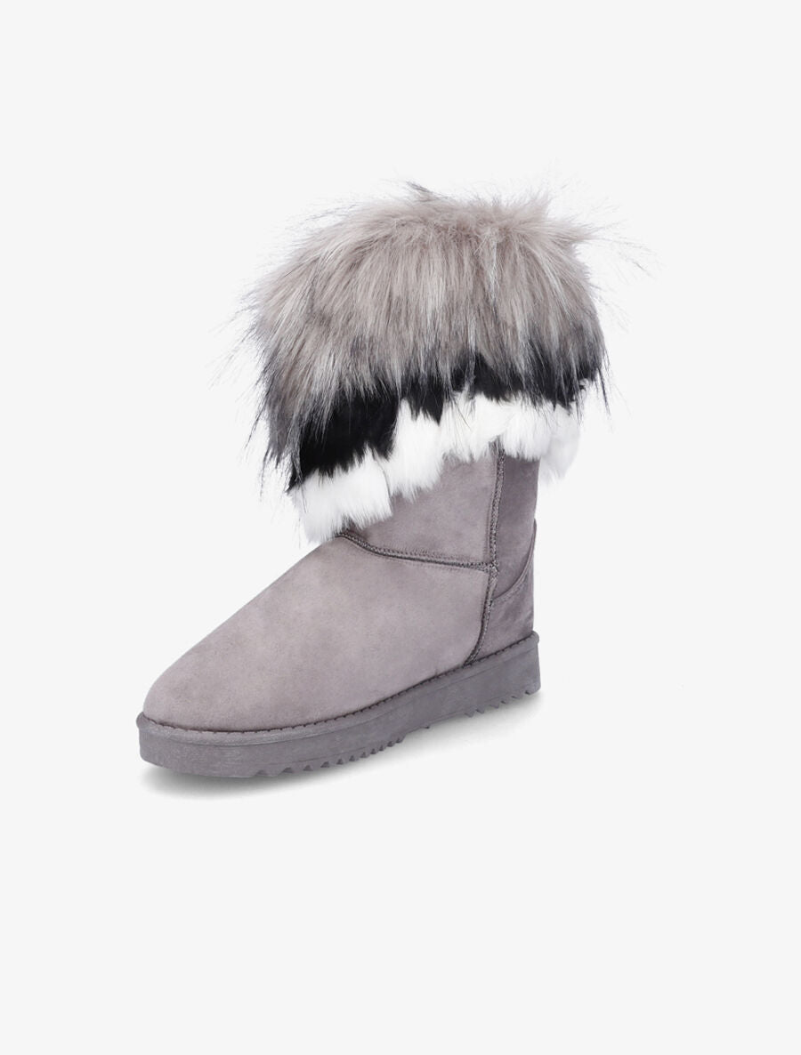 Boots à chevilles à fourrure asymétrique - Gris - 3