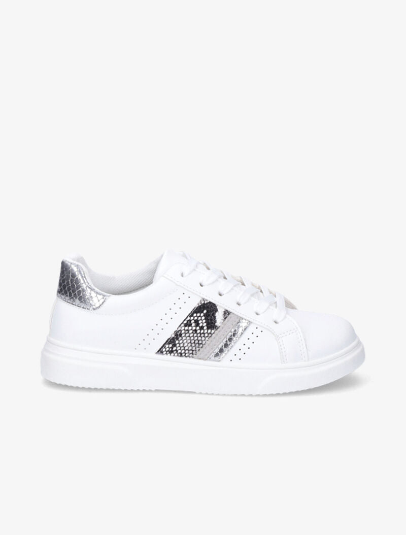 Sneakers à détails imprimés multi matière - Blanc/argent - 2