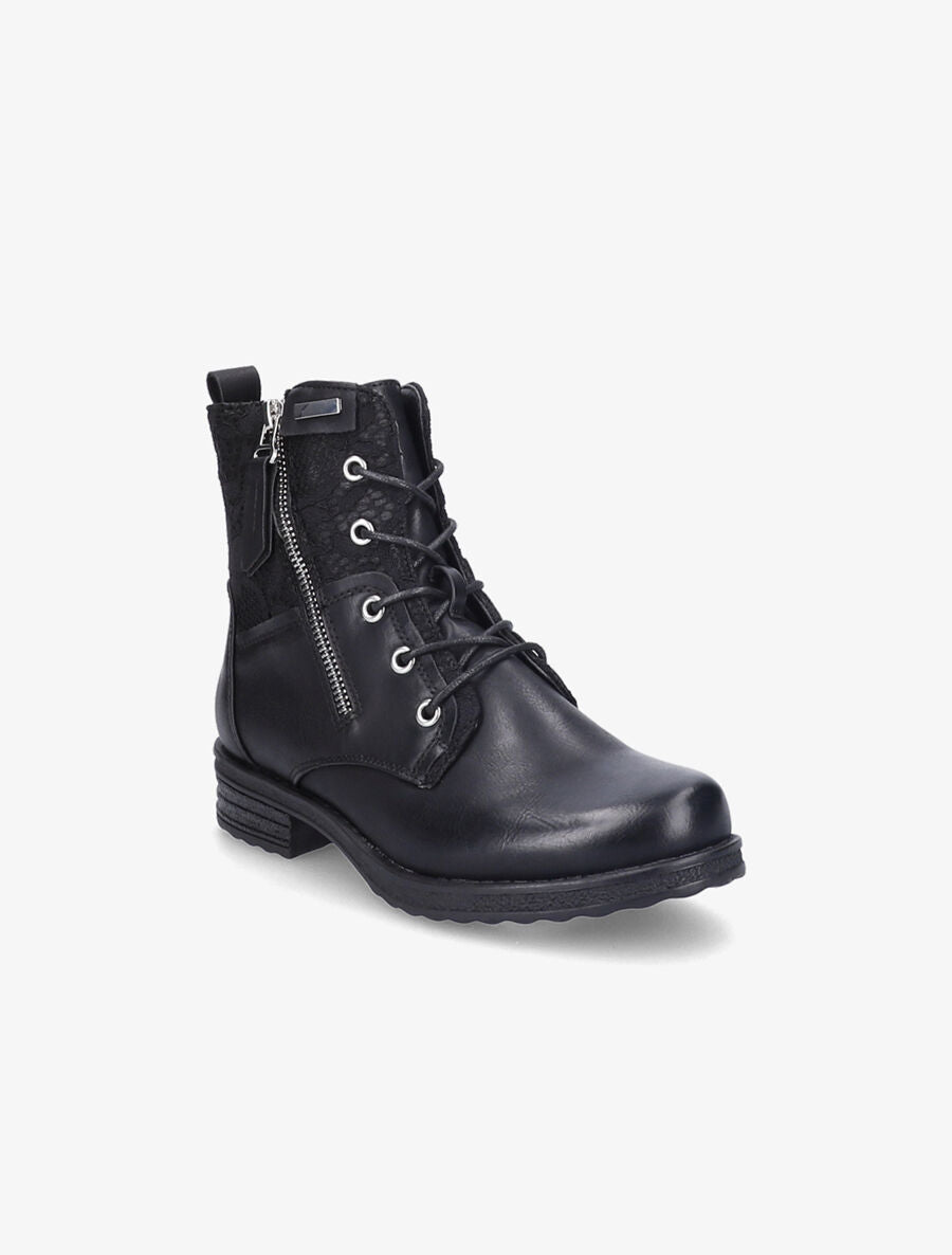 Bottines lacées à détail dentelle - Noir - 2