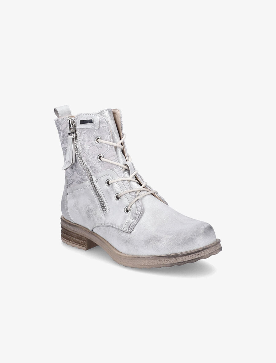 Bottines lacées à détail dentelle - Gris clair - 2
