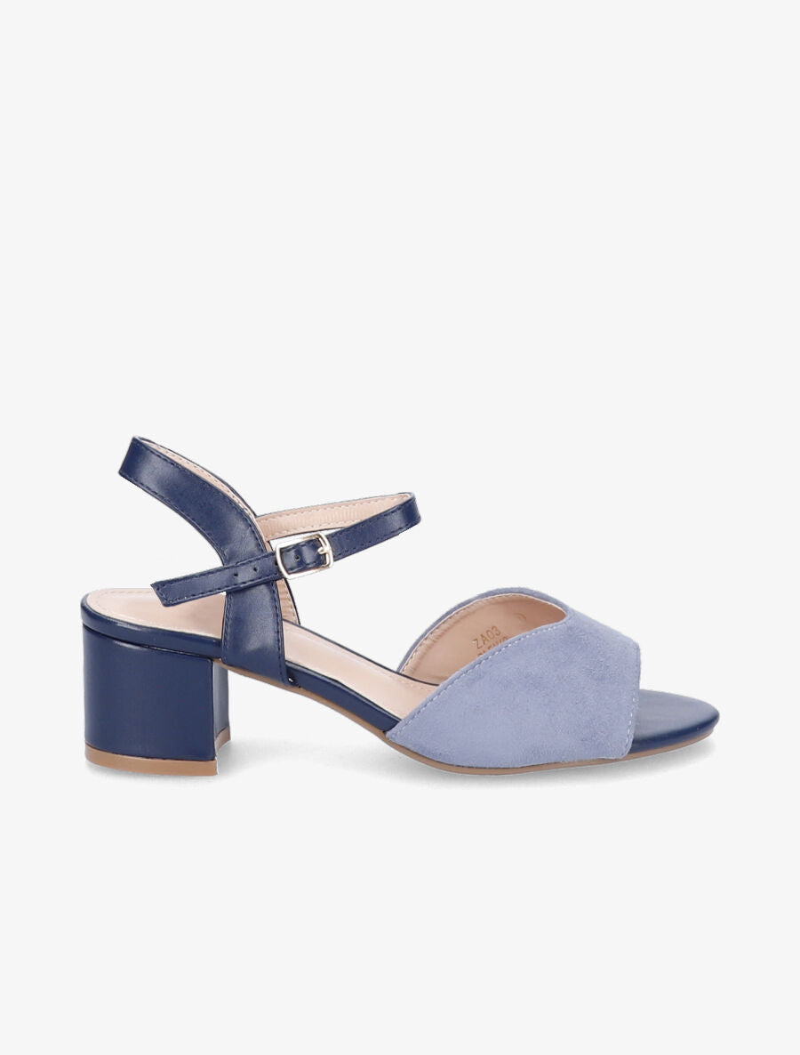 Sandales bi-matière à ganse stylisée - Bleu - 5