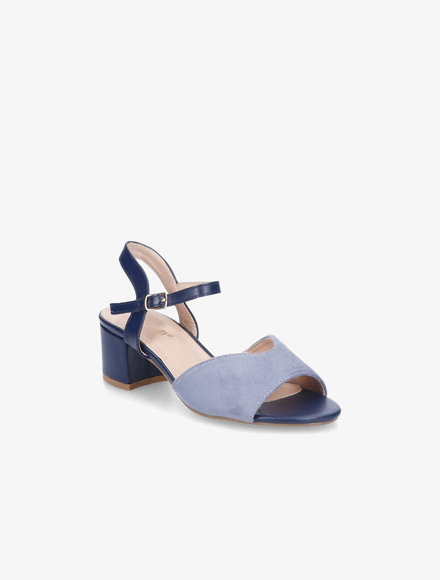 Sandales bi-matière à ganse stylisée - Bleu - 2