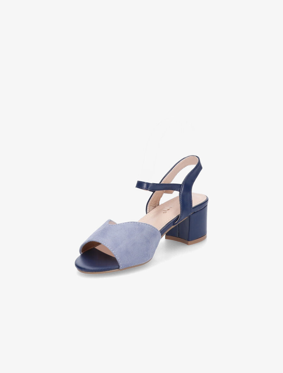 Sandales bi-matière à ganse stylisée - Bleu - 3