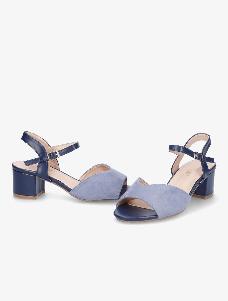 Sandales bi-matière à ganse stylisée - Bleu - 4