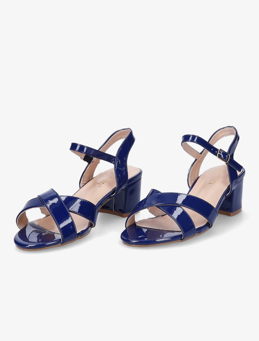 Sandales vernies à ganses croisées - Bleu - 5
