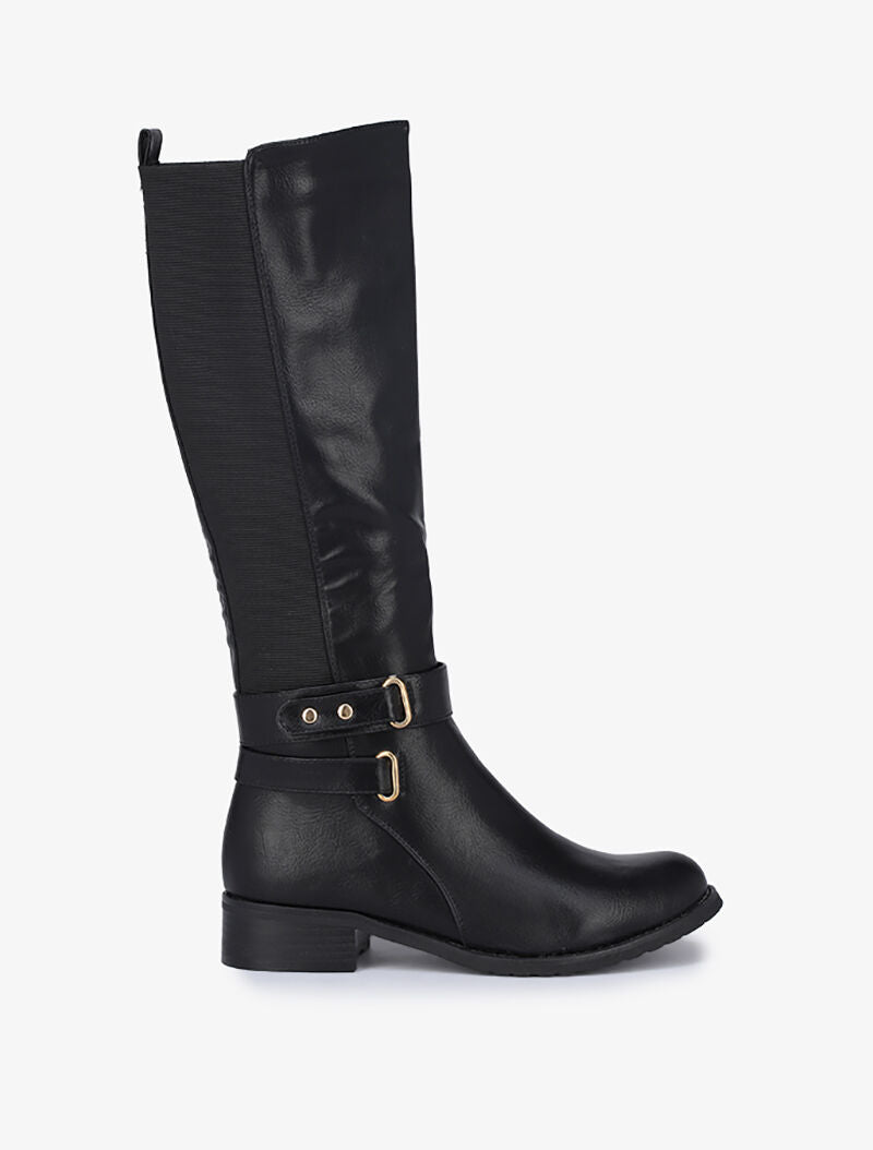 Bottes à bride et bandes élastiquées - Noir - 2