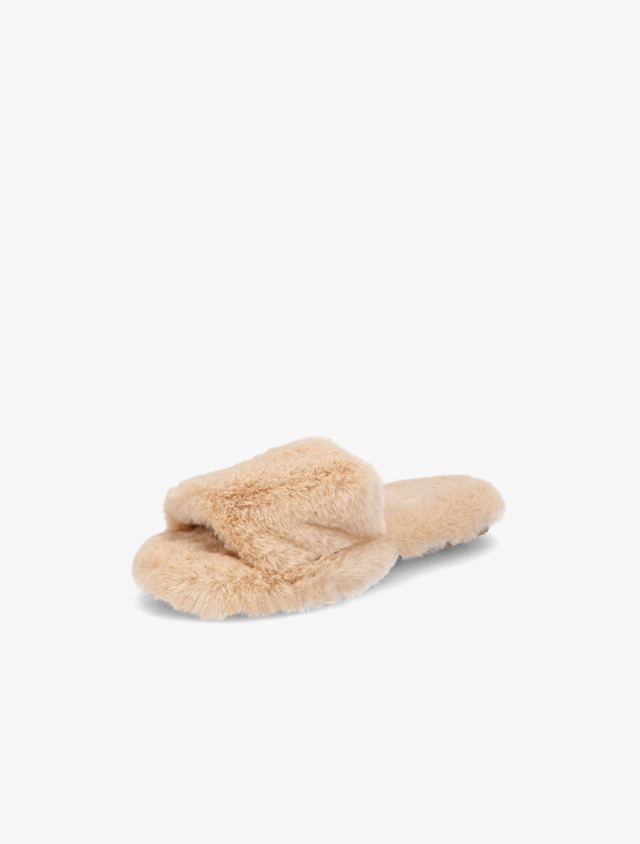 Claquettes en fourrure synthétique - Camel - 3