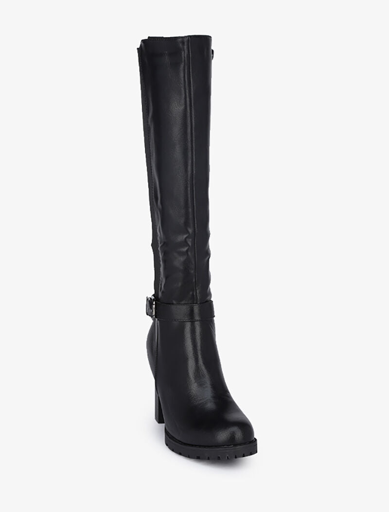 Bottes à talons et bandes élastiquées - Noir - 3