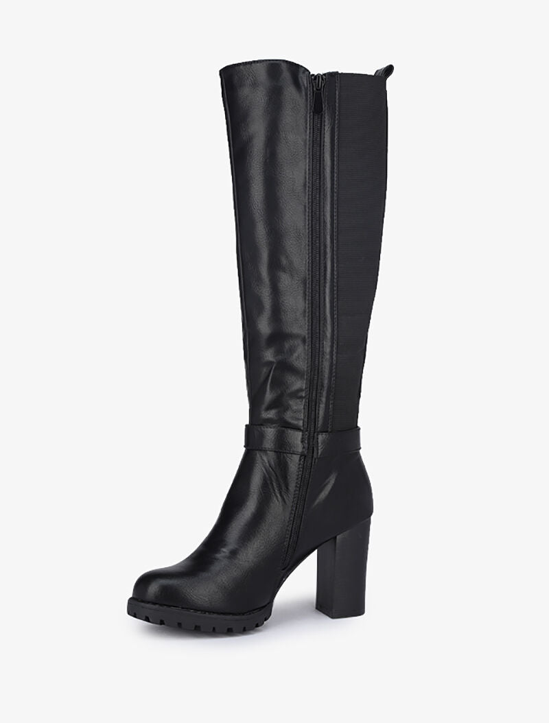 Bottes à talons et bandes élastiquées - Noir - 4