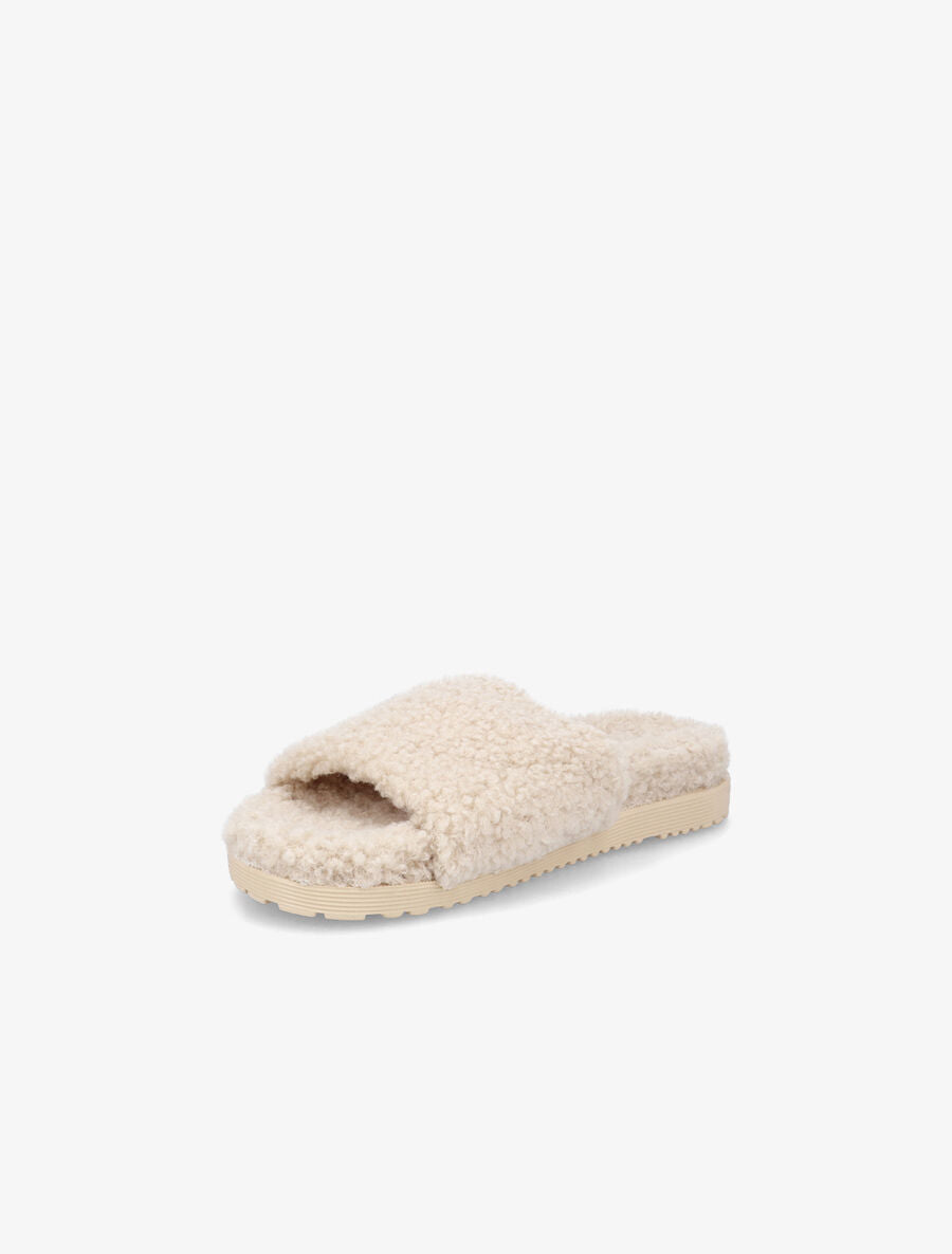 Claquettes effet laine bouclée - Beige - 3