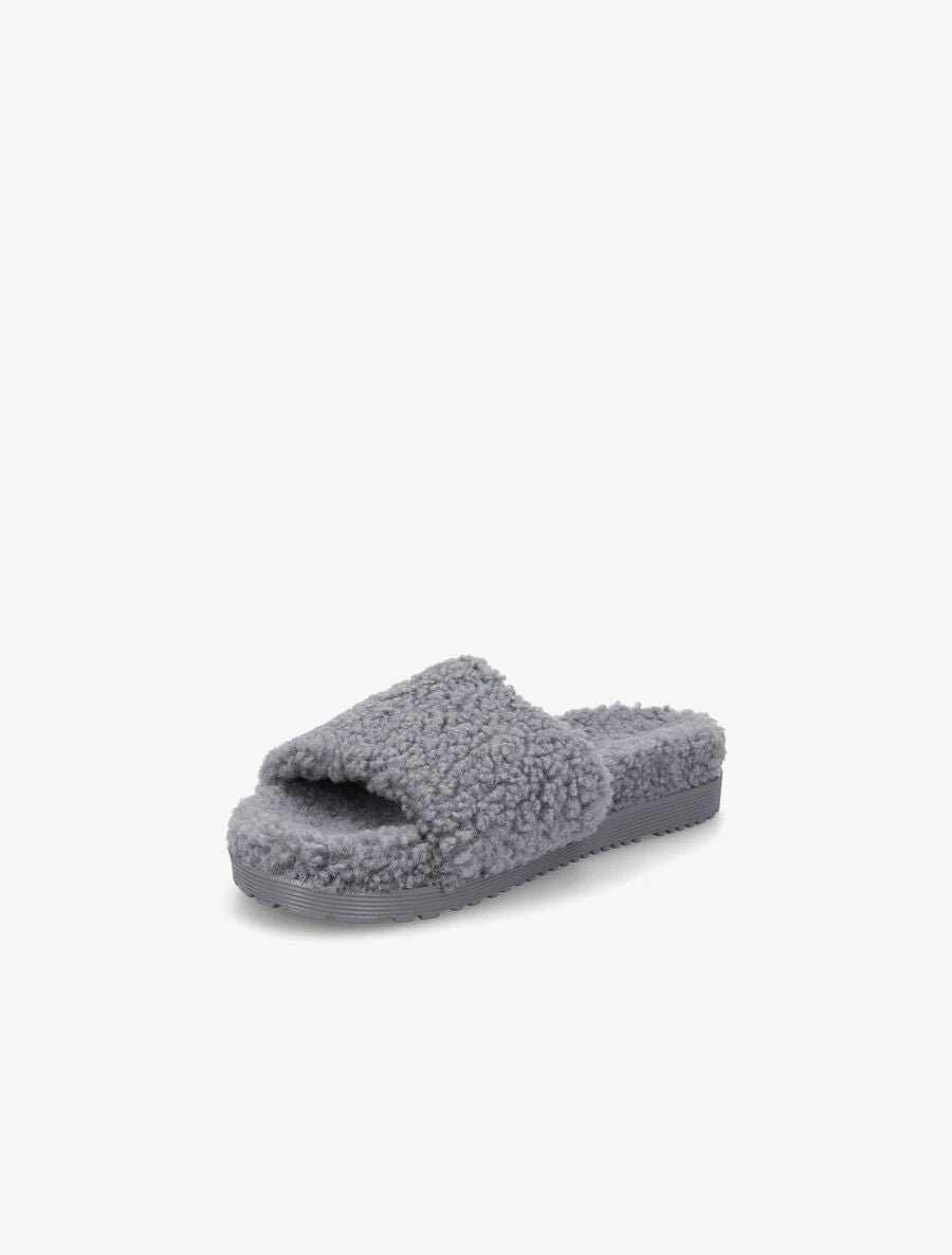 Claquettes effet laine bouclée - Gris - 3