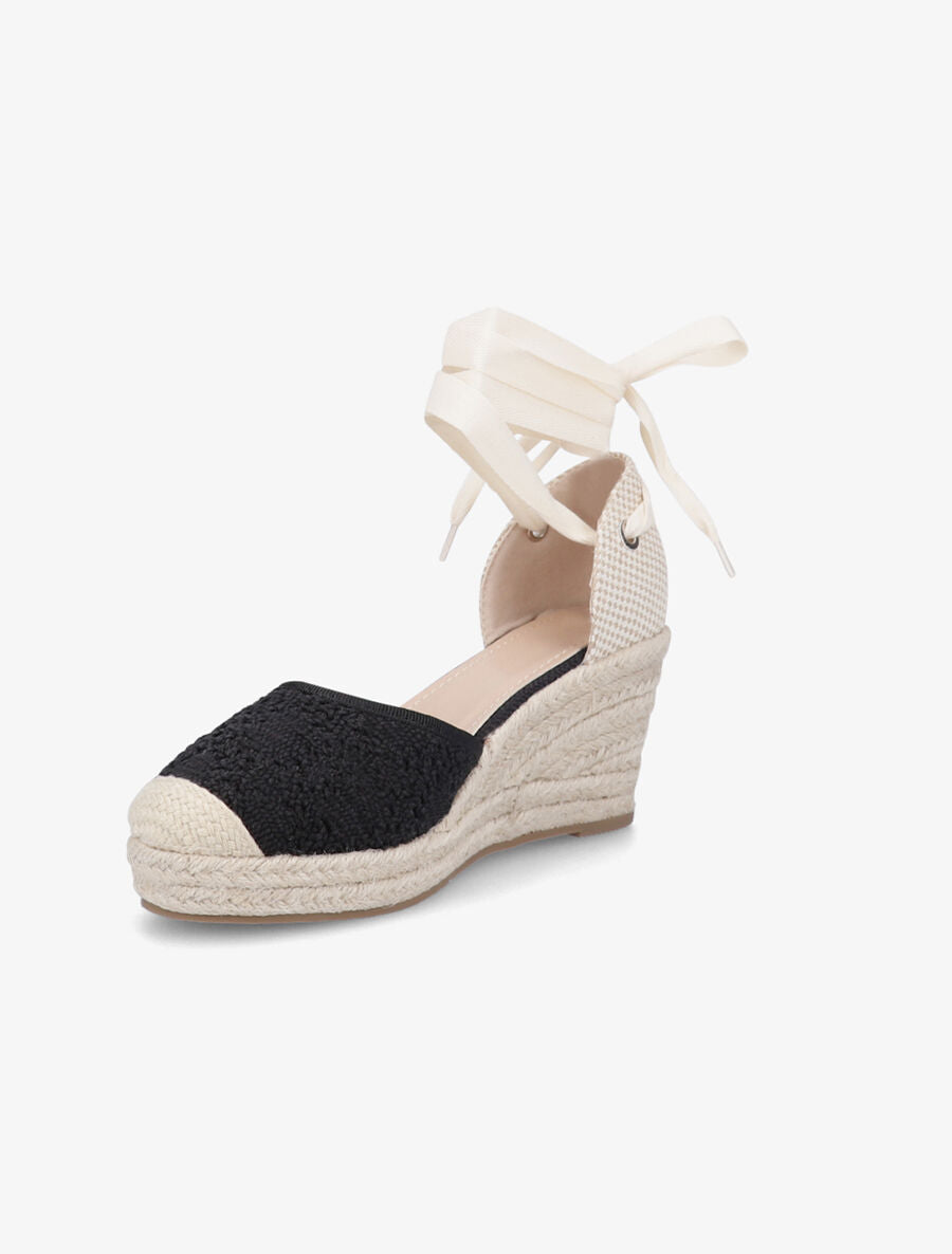 Sandales compensées en crochet à nouer - Noir - 3