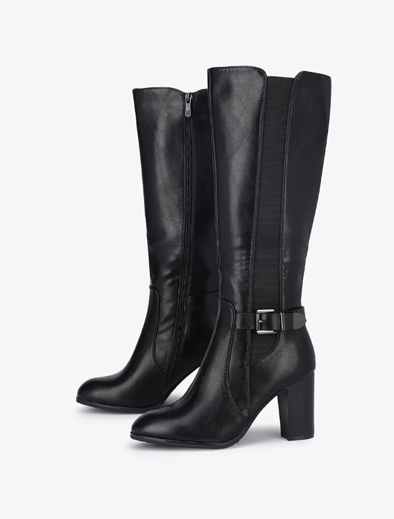 Bottes à talons et sangle - Noir - 4