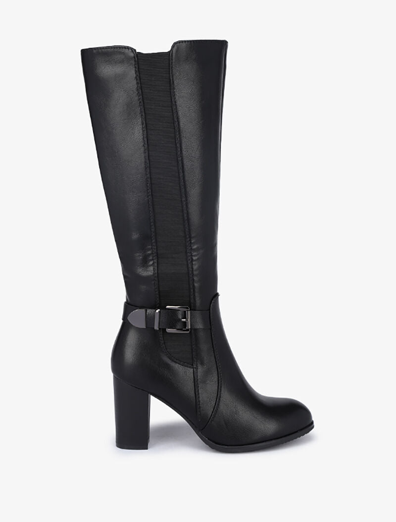 Bottes à talons et sangle - Noir - 1