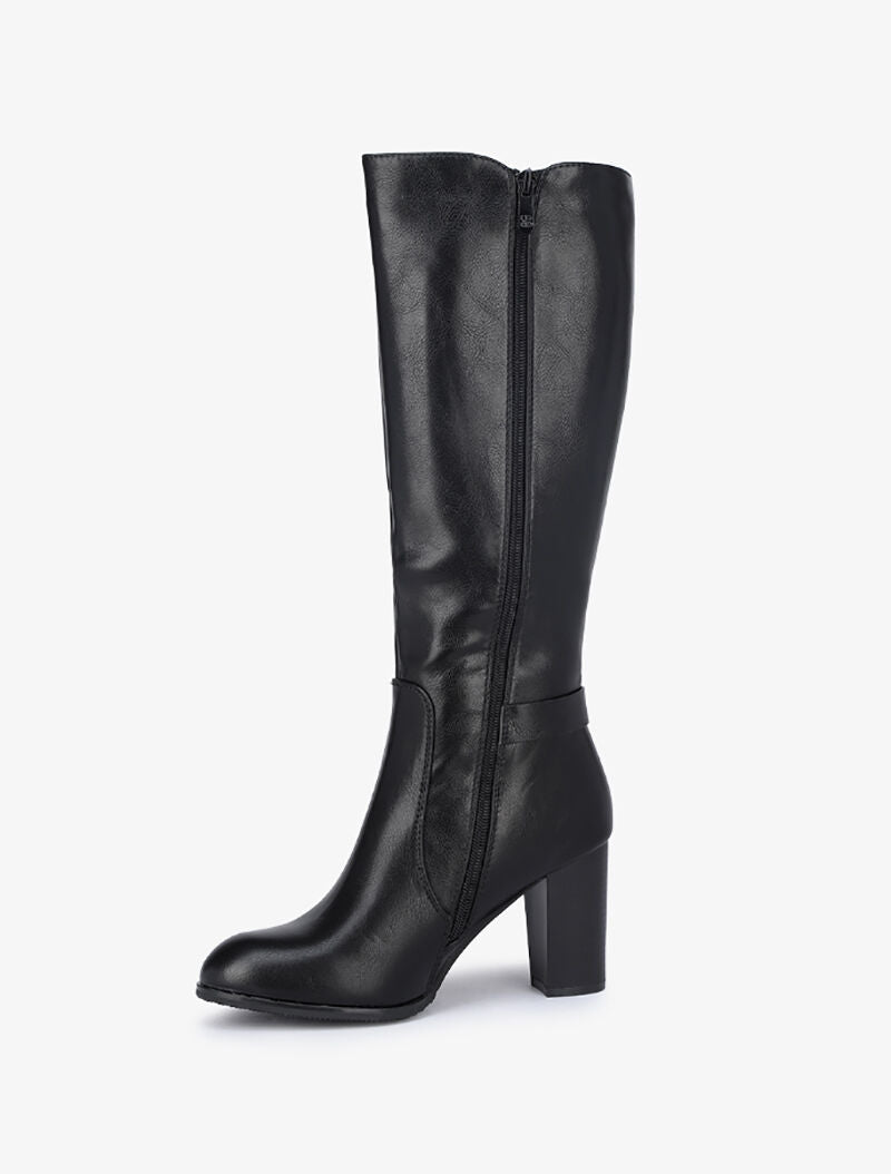 Bottes à talons et sangle - Noir - 3