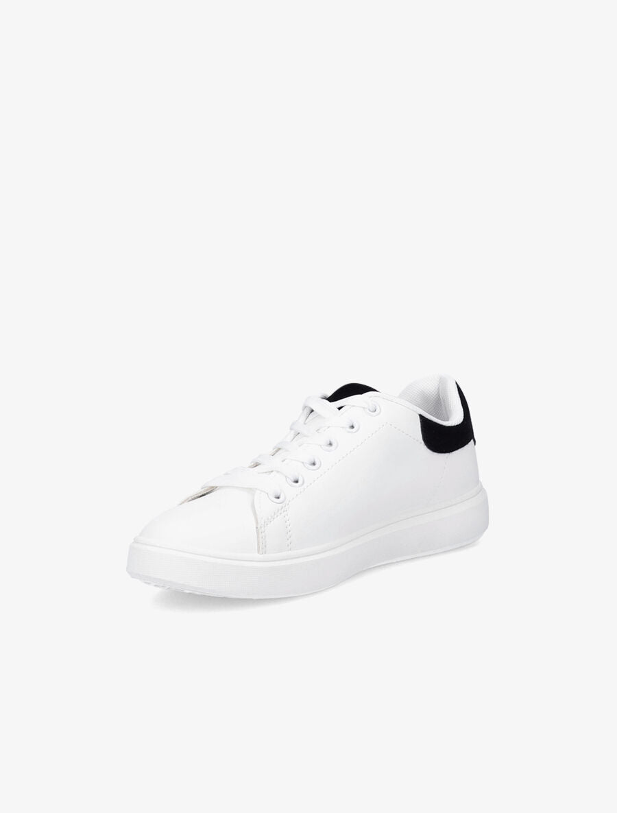 Sneakers à contrefort et languette en suédine - Blanc/noir - 3
