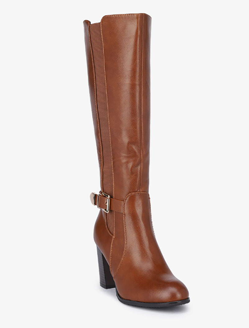 Bottes à talons et sangle - Camel - 2
