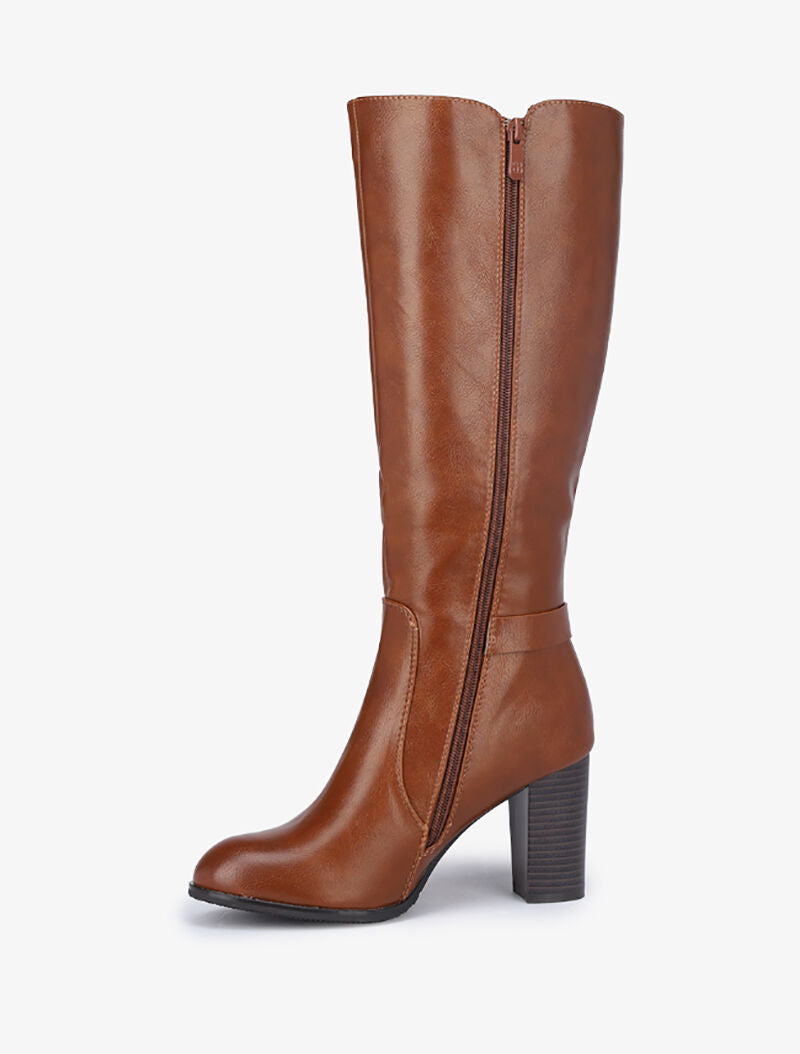 Bottes à talons et sangle - Camel - 3