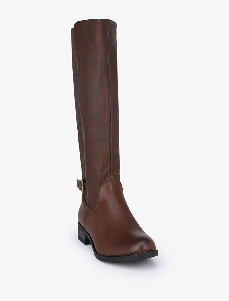 Bottes plates élastiquées à effet python - Marron - 3