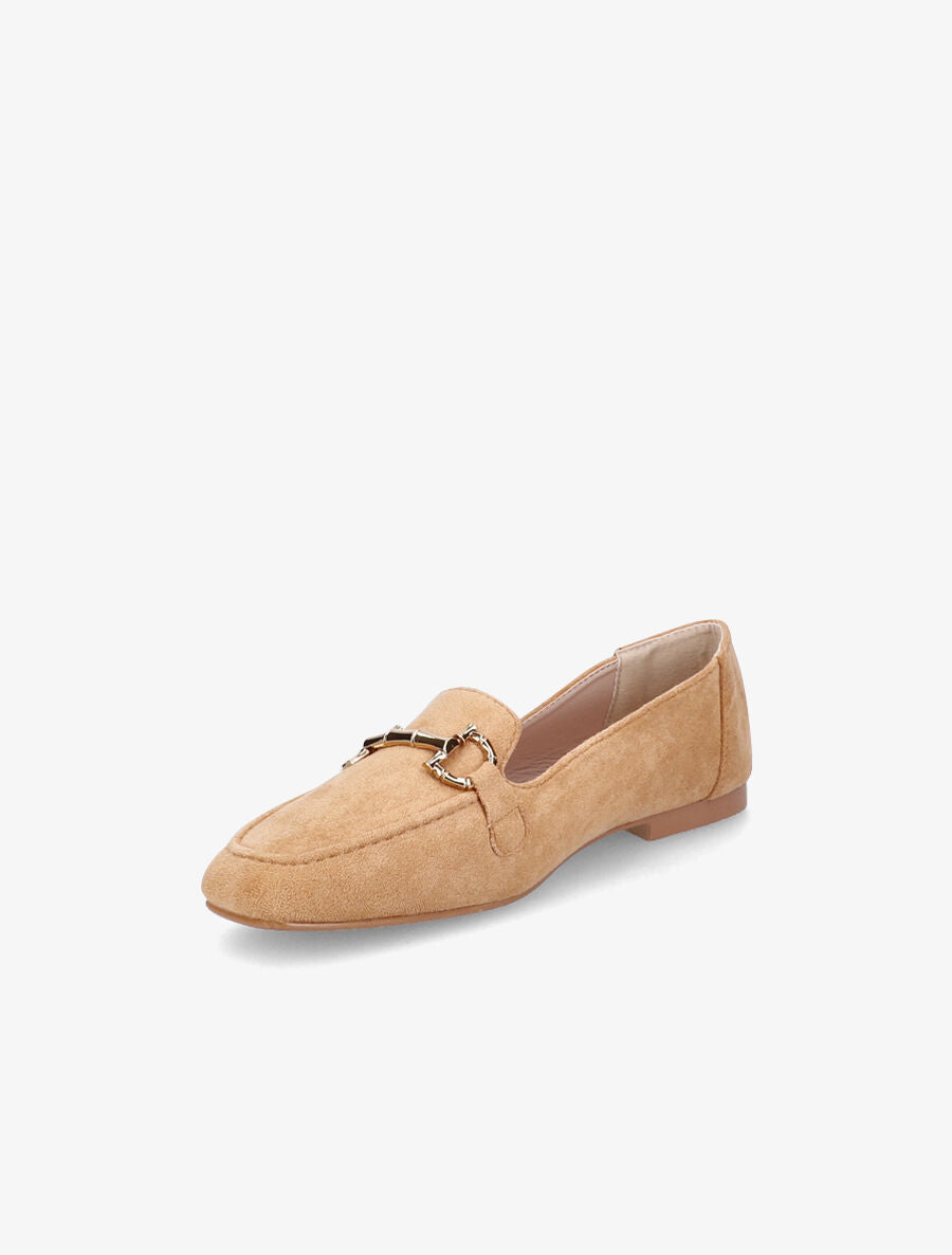 Slippers en suédine à boucles métalliques - Camel - 3