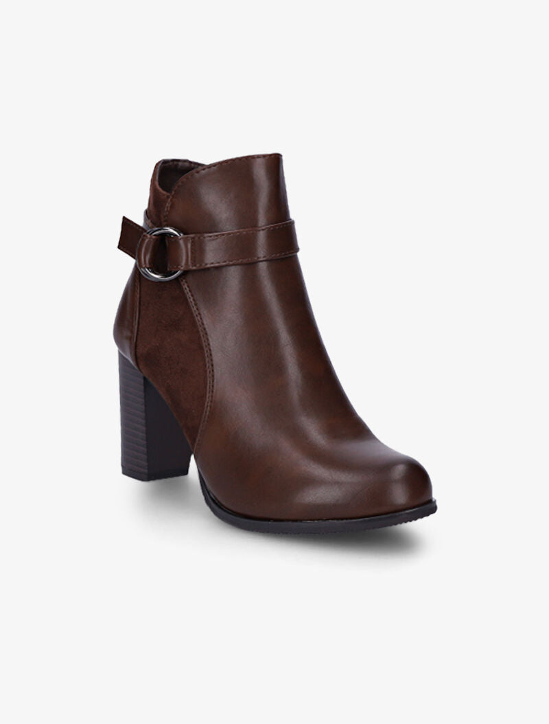 Bottines bi-matière à bride à boucle - Marron - 3