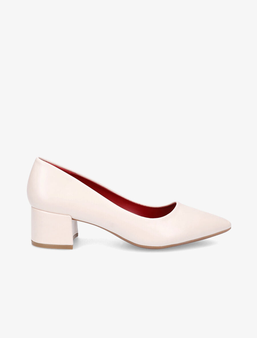 Escarpins pointus à talons carrés - Beige - 5