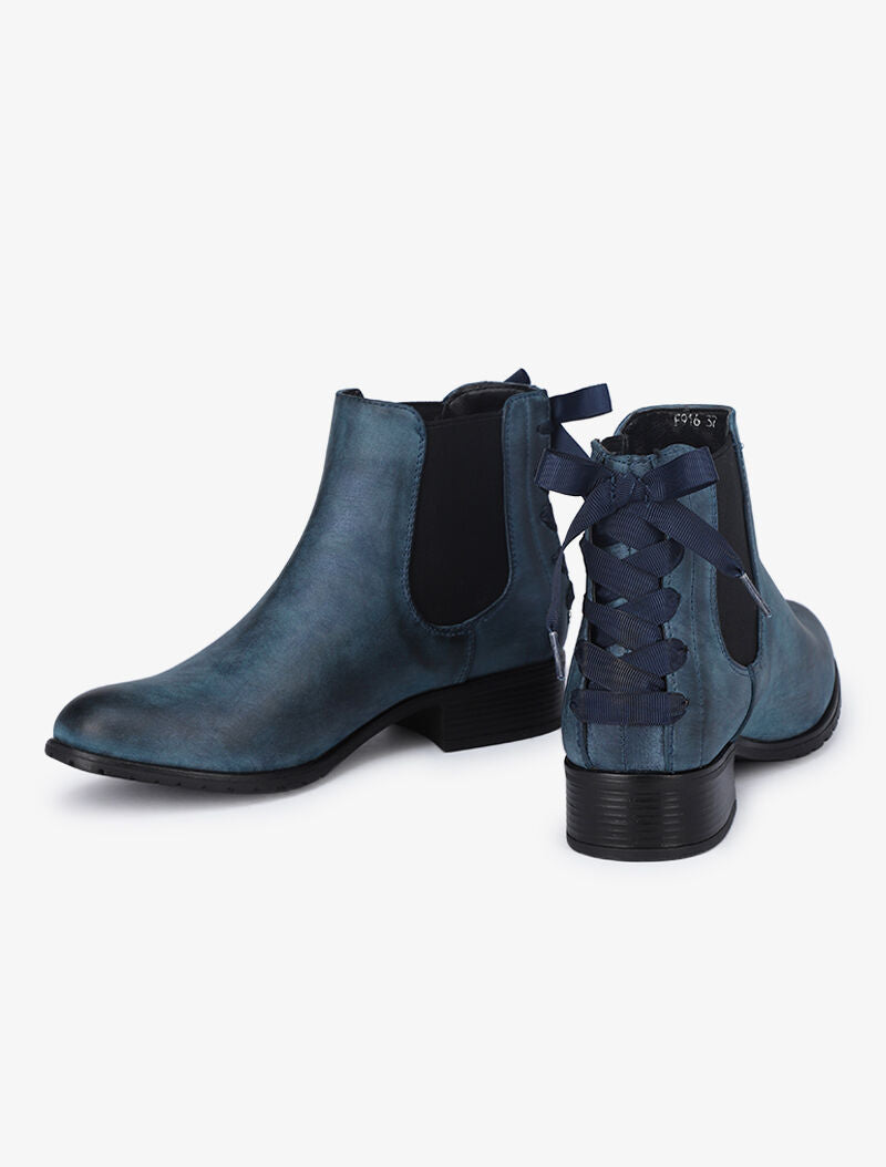 Chelsea boots à contrefort à corsage - Bleu - 1