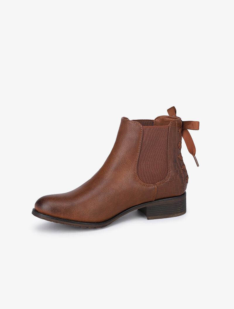 Chelsea boot à contrefort croco à corsage - Camel - 4