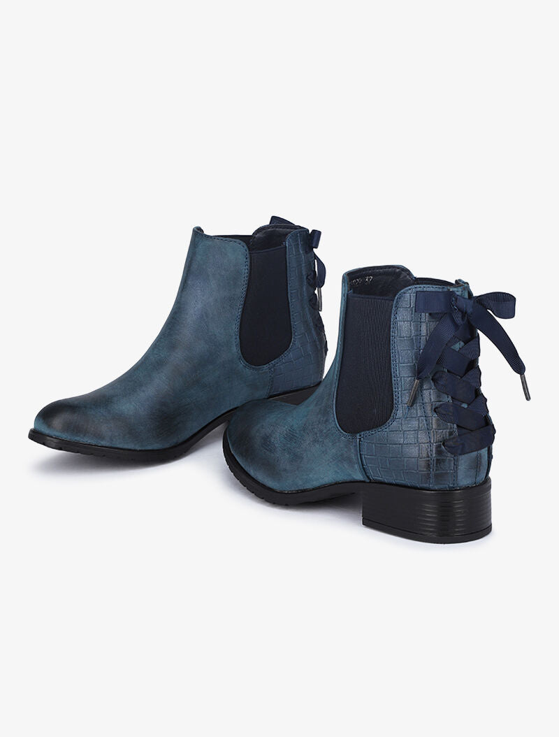 Chelsea boot à contrefort croco à corsage - Bleu - 4