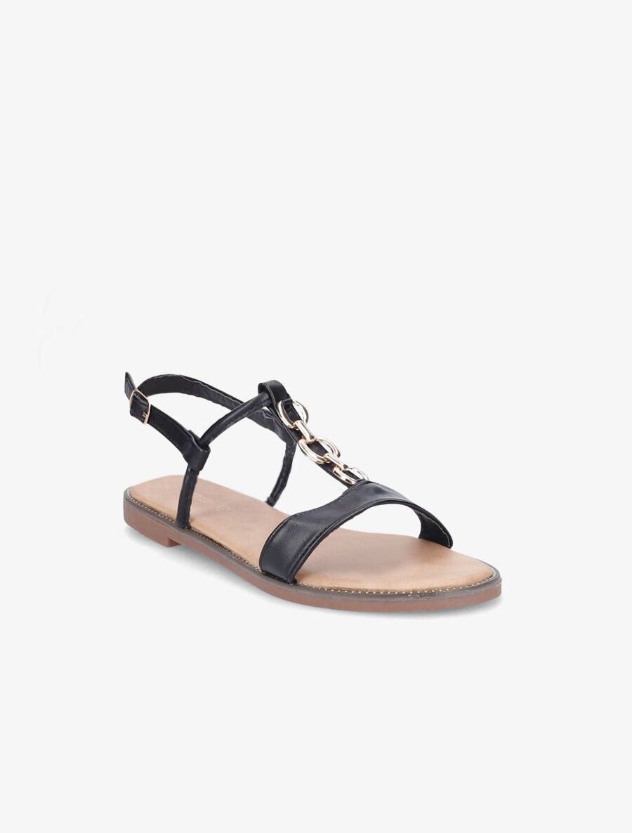 Nu-pieds brides à chaînes - Noir - 1