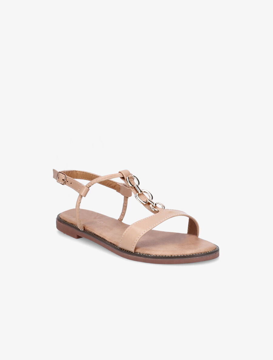 Nu-pieds brides à chaînes - Beige - 5