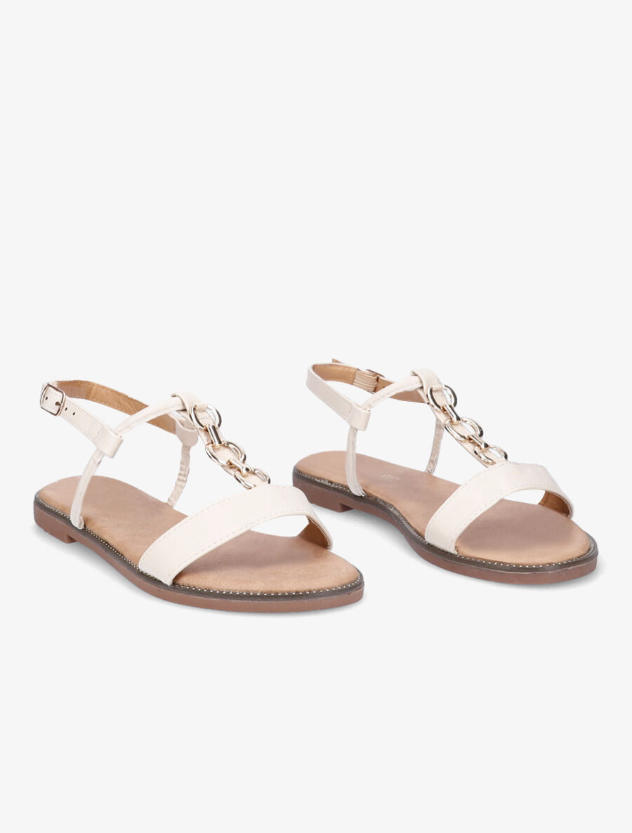 Nu-pieds brides à chaînes - Écru - 4