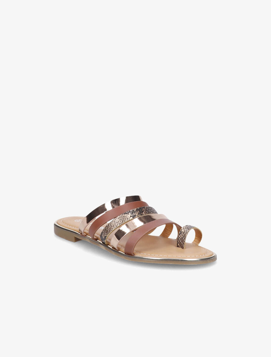 Nu-pied bi-matière multibrides - Camel - 2