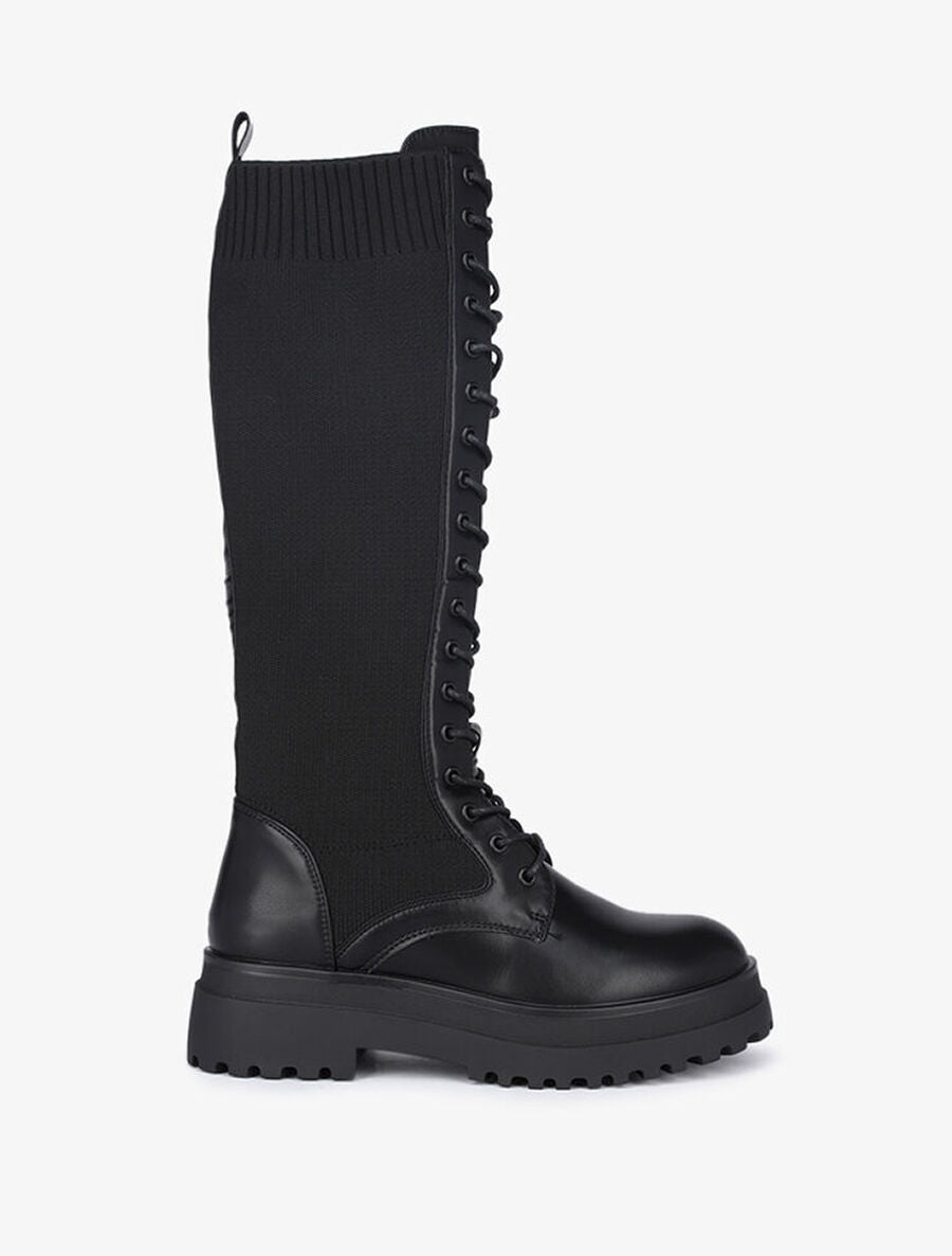 Bottes à lacets bimatière - Noir - 5