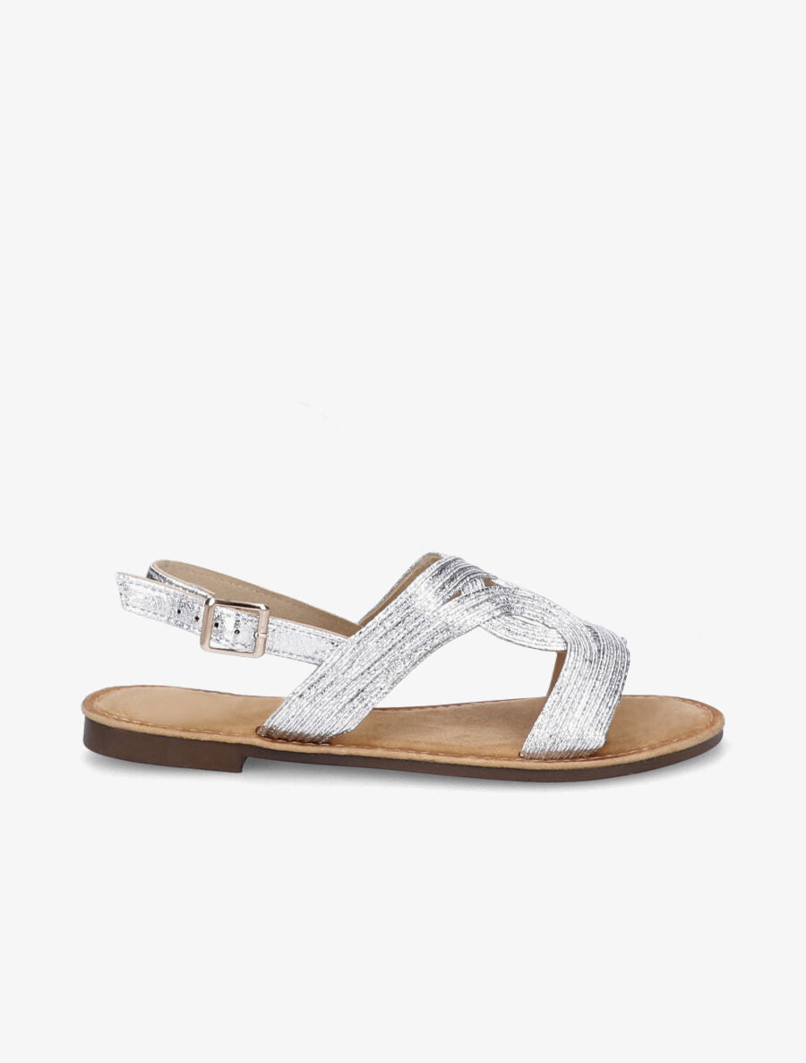 Nu-pieds à ganses entrelacées - Argent - 2