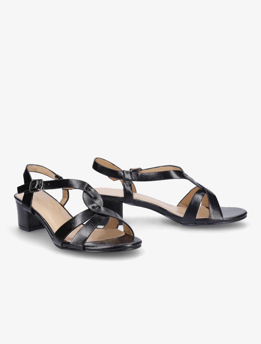 Sandales en simili vernies - Noir - 4