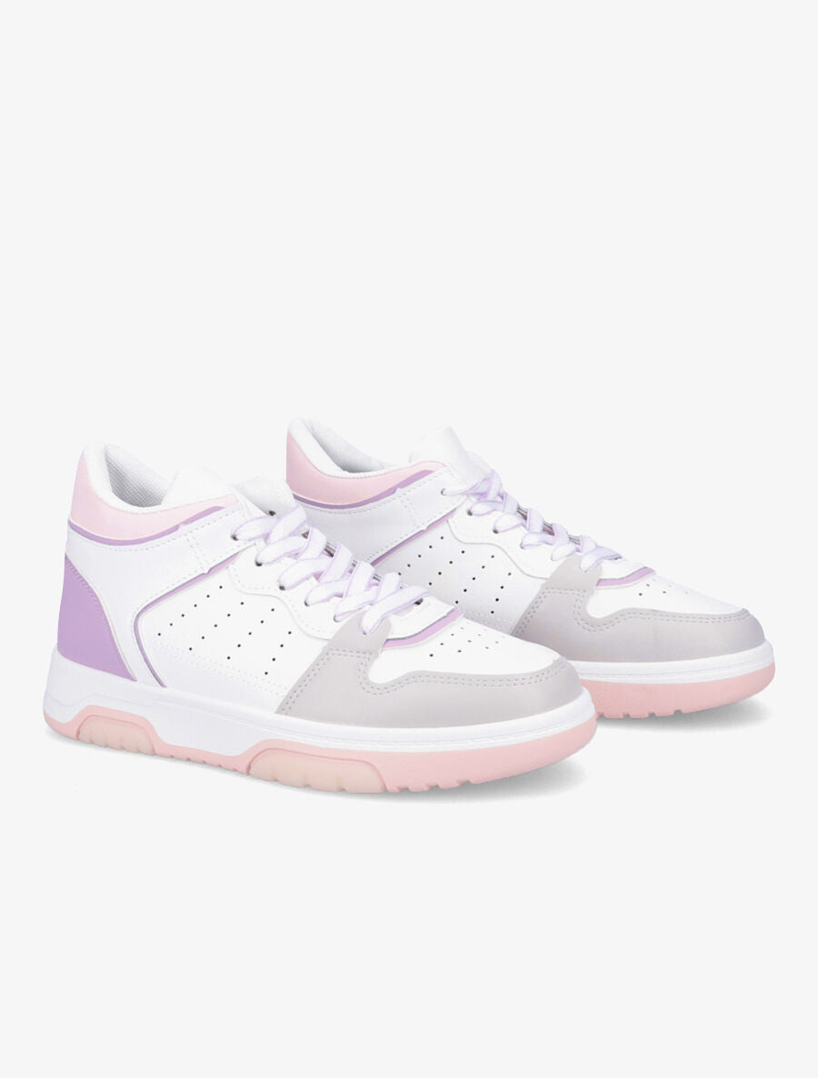 Sneakers montantes en simili - Lilas - 4