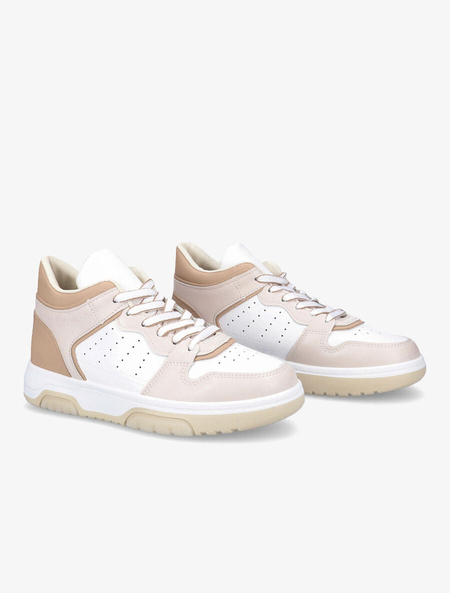 Sneakers montantes en simili - Beige - 4