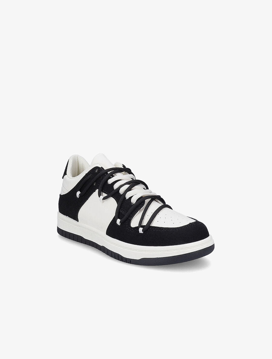 Sneakers bicolore à double lacets - Noir - 2