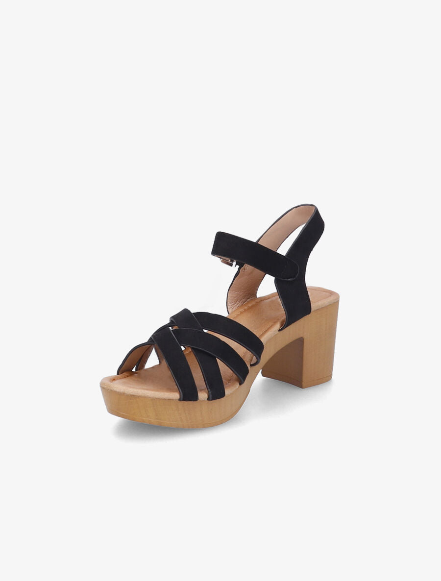 Sandales à talons et brides croisées en suédine - Noir - 3