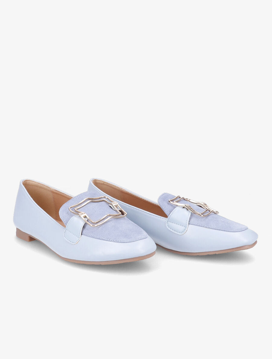Slippers bi-matière à boucle carrée - Bleu ciel - 4