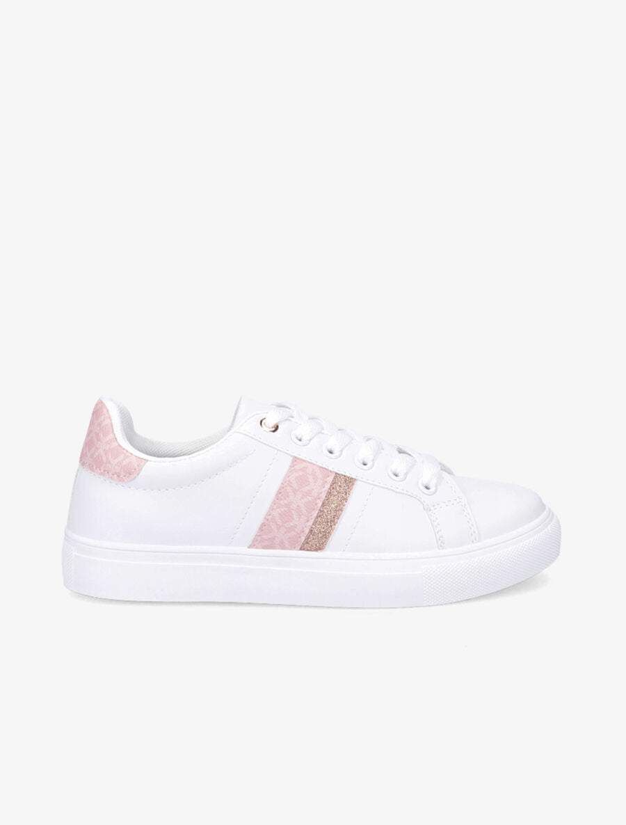 Tennis en simili imprimé et paillettes - Rose - 1